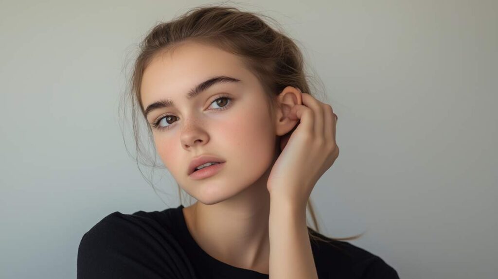 Une femme avec une démangeaison à l'oreille